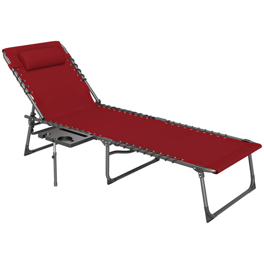 Outsunny Five-Position Reclining Sun Lounger - Red