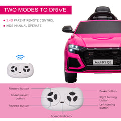 HOMCOM Audi RS Q8 6V Kids Electric Ride On Car Toy w/ Remote USB MP3 Bluetooth Pink