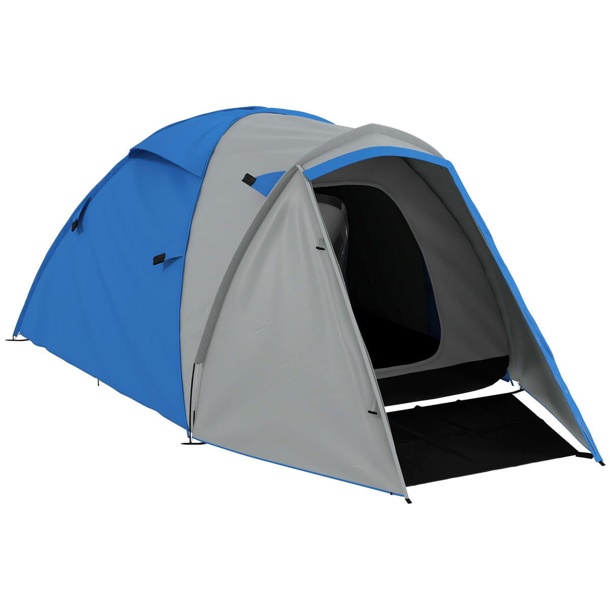 Outsunny Two-Man Dome Tent, with Front Porch and Accessories - Blue/Grey