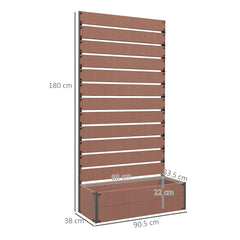 Outsunny Raised Bed for Garden, Planter with Trellis for Climbing Plants, Vines, Planter Box with Drainage Gap, Light Brown