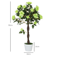 Outsunny Set of Two Faux Rose Trees - Green