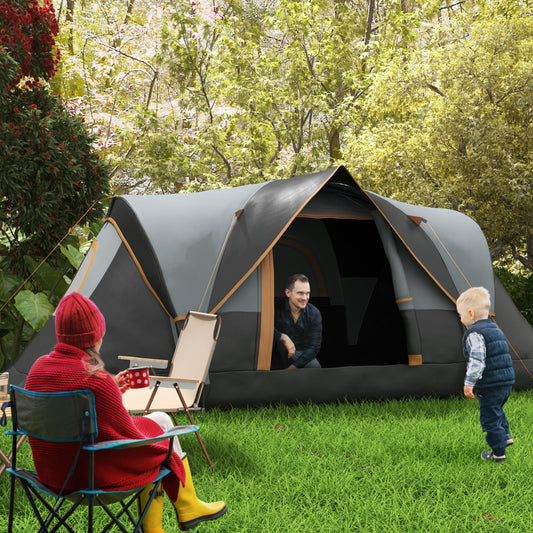 Outsunny 5-6 Man Dome Camping Tent - Light Grey and Black