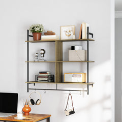 HOMCOM Three-Tier Floating Shelf - Grey Wood Effect