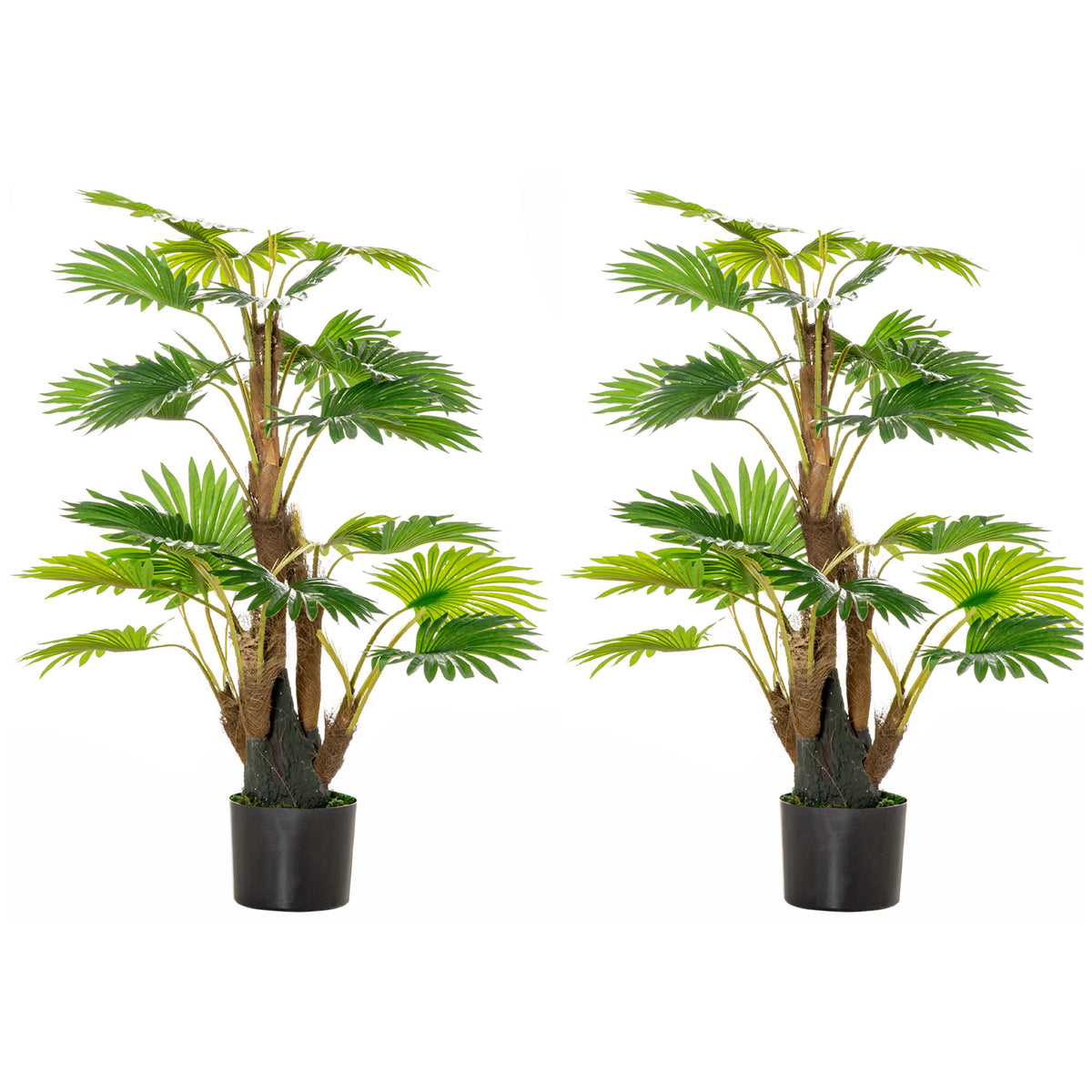 HOMCOM 2 Pack Artificial Plant Palm Tree in Pot, Fake Plants for Home Indoor Outdoor Decor, 135cm, Green