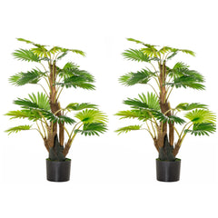 HOMCOM 2 Pack Artificial Plant Palm Tree in Pot, Fake Plants for Home Indoor Outdoor Decor, 135cm, Green