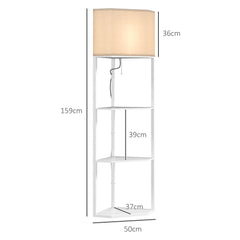 HOMCOM Three-Shelf Corner Floor Lamp - White