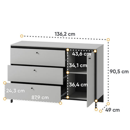 Gris Chest Of Drawers 136cm