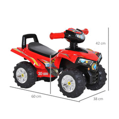 HOMCOM Kids Children Ride-on Toy Off Road Style Quad Bike Racing Car NO POWER 4 Wheels Horn Music Red