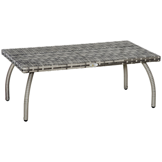 Outsunny PE Wicker Rattan Garden Coffee Table - Mixed Grey