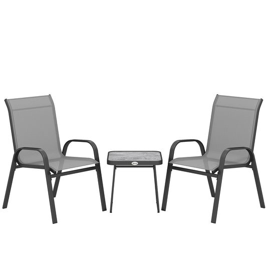 Outsunny Three-Piece Metal Frame Garden Seating Set - Grey