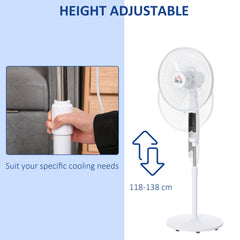 HOMCOM 16'' Pedestal Stand Fan, 3 Speed 3 Mode, 85√Ç¬∞ Oscillation, LED Panel, 3M Remote Controller, Height Adjustable for Living Room, Bedroom, Garage, Office, Black and White