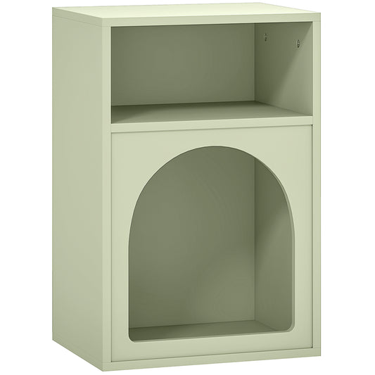HOMCOM Bedside Table with 2 Open Compartments - Light Green