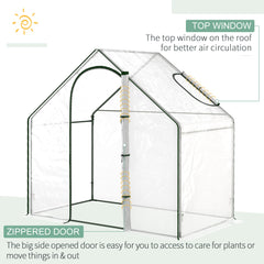 Outsunny Walk In PVC Greenhouse Garden Outdoor Flower Planter Steel Frame w/ Zipped Door & Window 180 x 100 x 168CM Clear