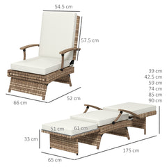 Outsunny 80√Ç¬∞ Reclining Rattan Lounger - White/Brown