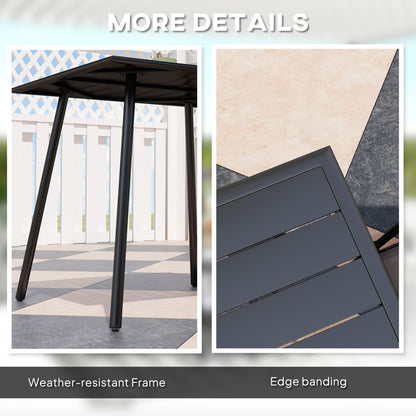 طاولة حديقة مربعة من Outsunny مع سطح شبكي، إطار فولاذي، طاولة خارجية لأربعة أشخاص، 80 × 80 × 74 سم، أسود