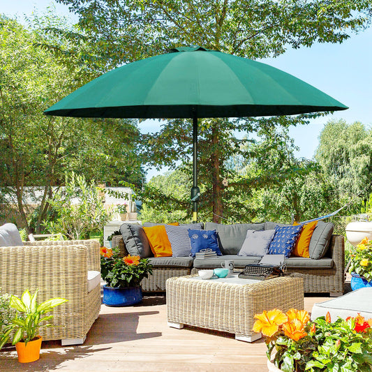 Outsunny 2.5m Shanghai Garden Parasol Umbrella with Crank & Tilt, Adjustable Outdoor Sun Shade, Green