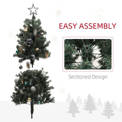 HOMCOM 5ft Pre-Lit Xmas Tree with Decorations, Green, Blue and Warm White