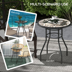 Outsunny â60 Garden Table, with Glass Printed Tabletop - Brown