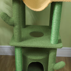 PawHut 225-255cm Adjustable Floor to Ceiling Cat Tree, Tall Cat Tower for Indoor Cats w/ Scratching Posts, Green