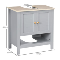 kleankin Under Sink Cabinet, Bathroom Vanity Unit, Pedestal Under Sink Design, Storage Cupboard with Adjustable Shelf, Grey