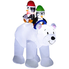 Outsunny 6.4ft Inflatable Polar Bear and Penguin Christmas Inflatable