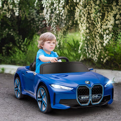 HOMCOM BMW i4 Licensed 12V Kids Electric Ride-On Car, Blue