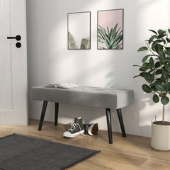 HOMCOM End of Bed Bench with X-Shape Design and Steel Legs, Upholstered Hallway Bench for Bedroom, Grey