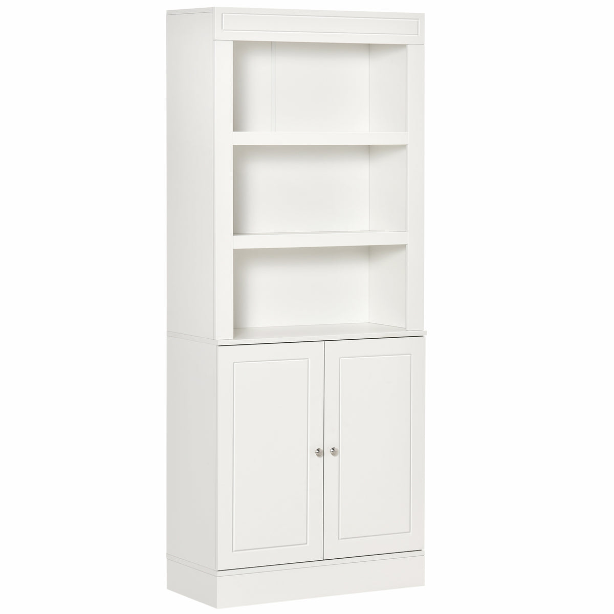 HOMCOM Kitchen Cupboard with 6-tier Shelving, Freestanding Storage Cabinet, Pantry Cupboard with 3 Open Compartments and Double-door Cabinet with Adjustable Shelves, White