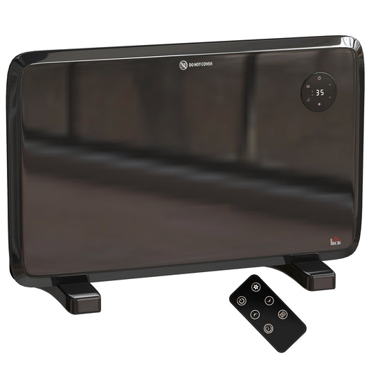 HOMCOM 1.2kW Freestand/On-Wall Electric Convector Heater, with Adjustable Thermostat - Black