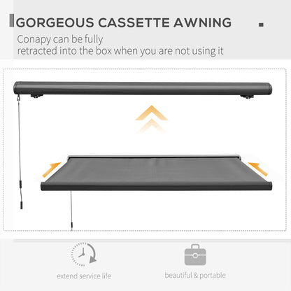 Outsunny 3 x 2.5m Electric Awning with Remote Controller, Aluminium Frame DIY Retractable Awning, UV50+ Sun Shade Canopy for Garden Patio Deck Door Window, Grey
