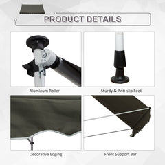 Outsunny 3x1.5m Adjustable Outdoor Aluminium Frame Awning Grey