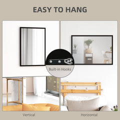 HOMCOM Wall Bathroom Mirror, 70 x 50 cm Wall-Mounted Mirror for Living Room, Bedroom, Hallway, Black