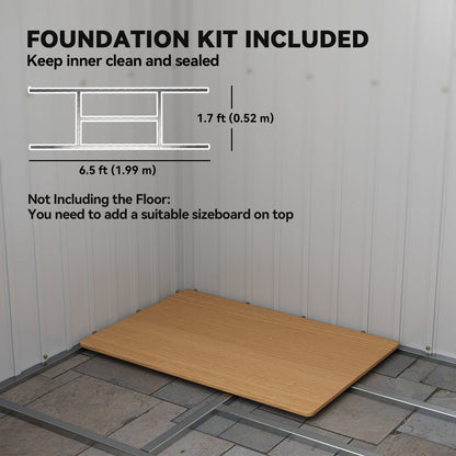 Outsunny 7 x 4ft Galvanised Steel Garden Shed, with Foundation Kit - Grey