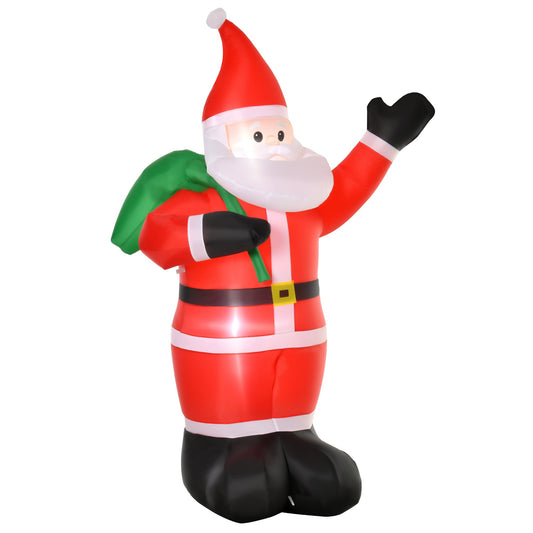 HOMCOM 8ft Christmas Inflatable Santa Holiday Yard Decoration with LED Lights, Indoor Outdoor Lawn Blow Up Decor