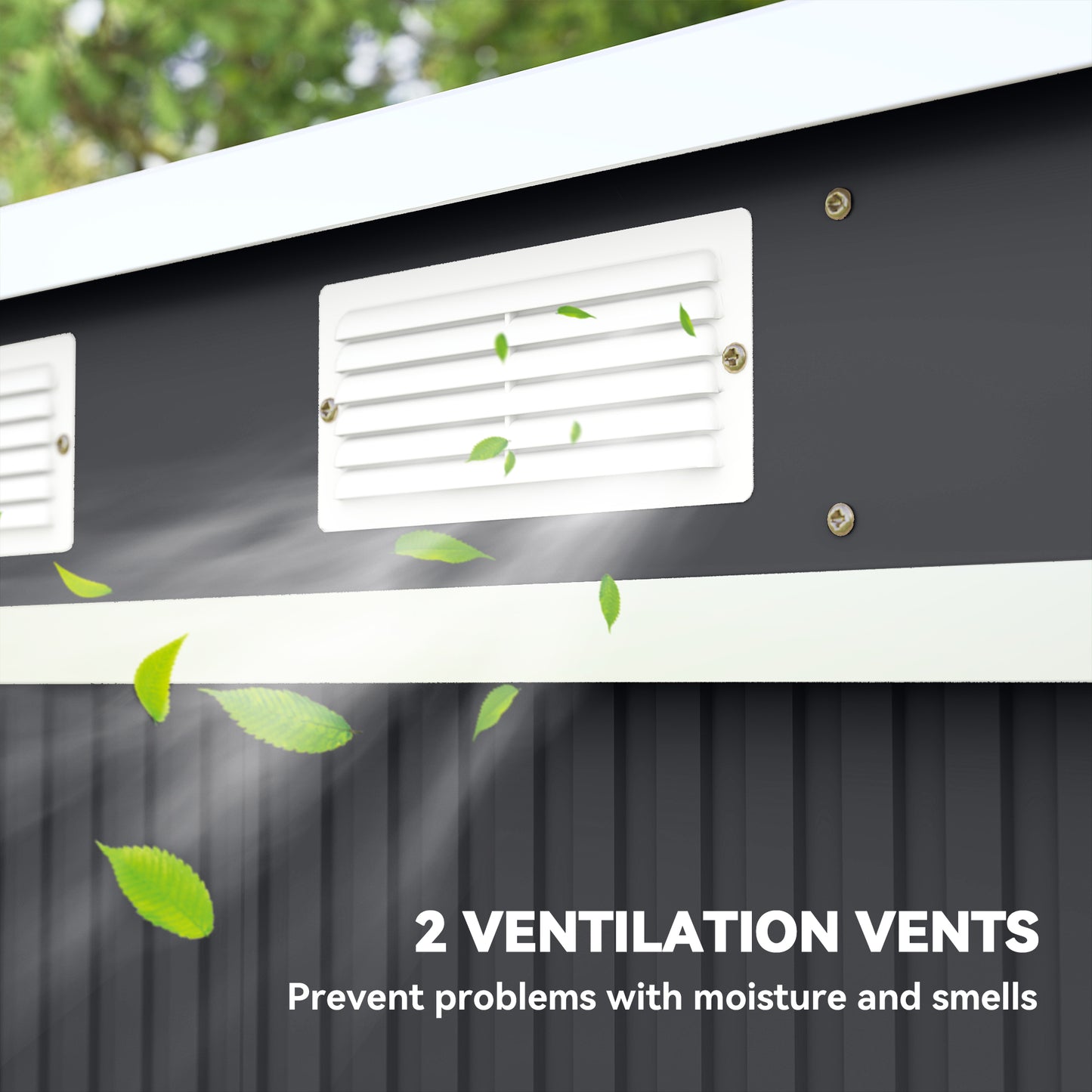 Outsunny 7 x 4ft Galvanised Steel Garden Shed, with Foundation Kit - Dark Grey