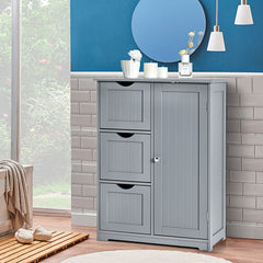 1-Door Freestanding Bathroom Cabinet with 3 Drawers-Grey