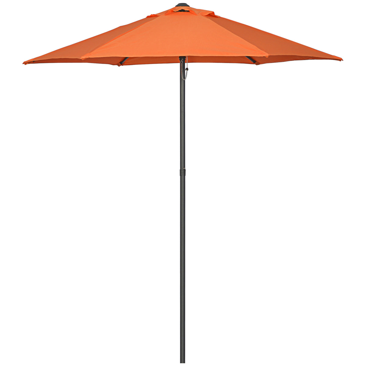 Outsunny 2m Garden Parasol Umbrella, Outdoor Sun Shade with 6 Sturdy Ribs for Balcony, Bench, Garden, Orange