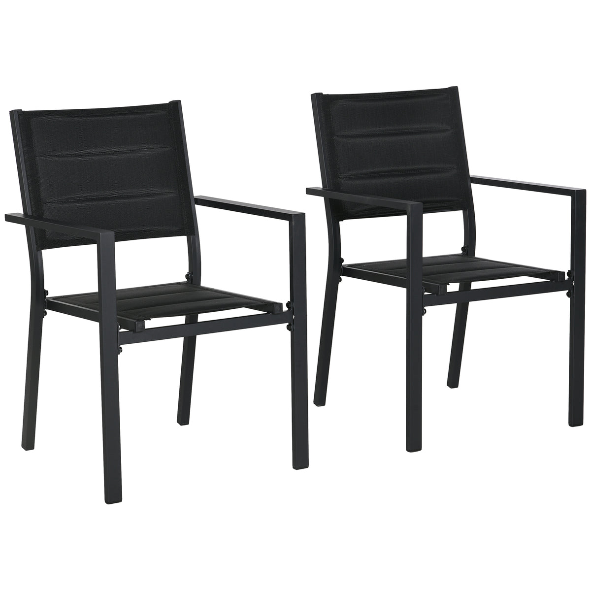 Outsunny Set of Two Aluminium Stacking Garden Chairs - Black