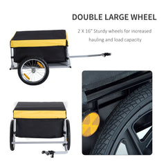 HOMCOM Bicycle Cargo Trailer, Two-Wheel Bicycle Large Cargo Wagon Trailer Oxford Fabric, Folding Storage, & Removable Cover, Yellow