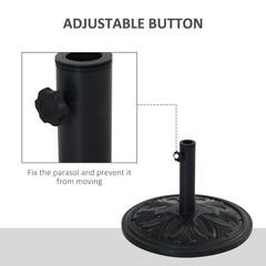 Outsunny 13kg Round Parasol Base Sun Umbrella Weight Stand Holder Patio Outdoor Garden, Black