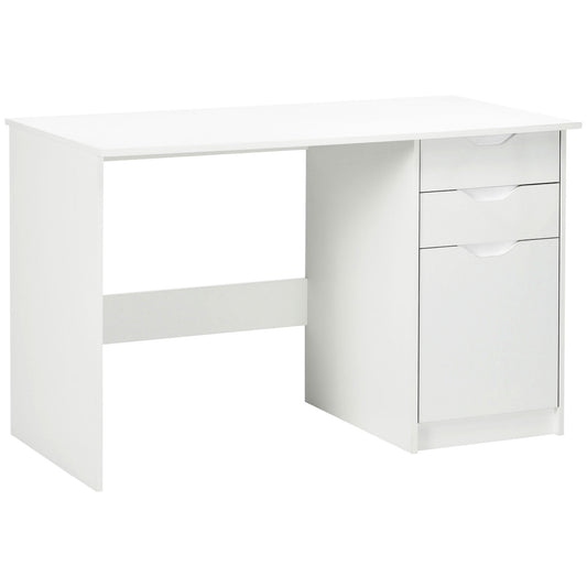 HOMCOM Computer Desk with Drawers, High Gloss Home Office Desk with Storage Cabinet, Study Workstation, 120 x 60cm, White