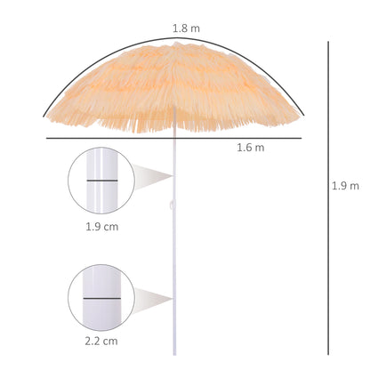 Outsunny 1.6m Patio Garden Hawaii Beach Sun Umbrella Sunshade Hawaiian Folding Tilting Crank Parasol (Wheat)