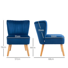 HOMCOM Modern Accent Chair, Fabric Living Room Chair with Rubber Wood Legs and Thick Padding, Dark Blue