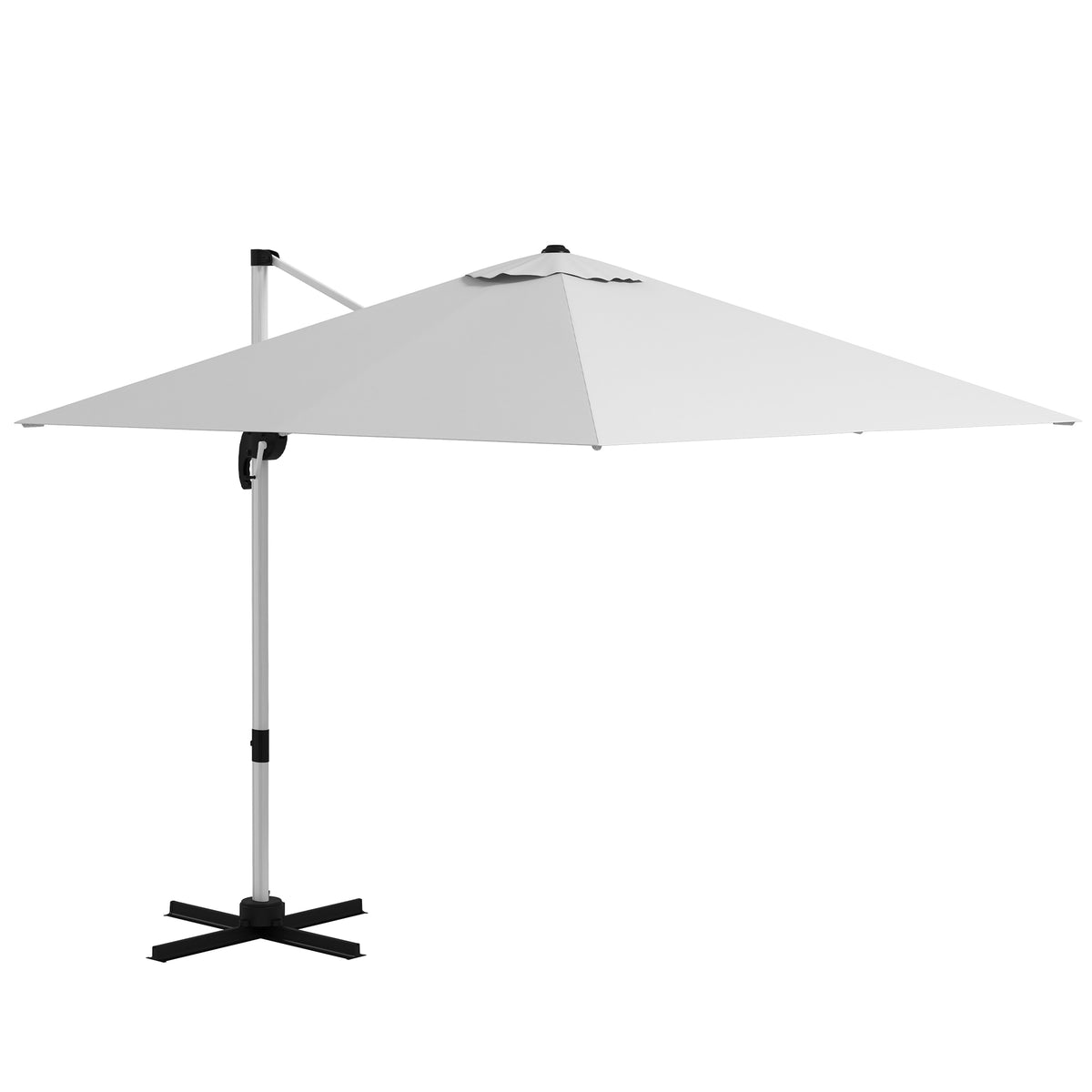 Outsunny Square Cantilever Garden Parasol, with Five-Position Canopy - White