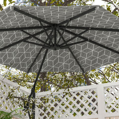 Outsunny 3(m) Convertible Cantilever Parasol and Centre-post Garden Parasol with Cross Base, 360√Ç¬∞ Rotation Banana Parasol with Crank Handle and 8 Ribs, Hanging Patio Umbrella, Black and White