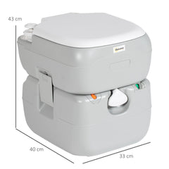 Outsunny Portable Toilet for Adults, 22L Camping Toilet with Seat, Lid and Anti-Leak Handle Pump, Outdoor Travel Toilet with Detachable Tanks for Camping, Boating, Hiking, Travel, RV, Grey