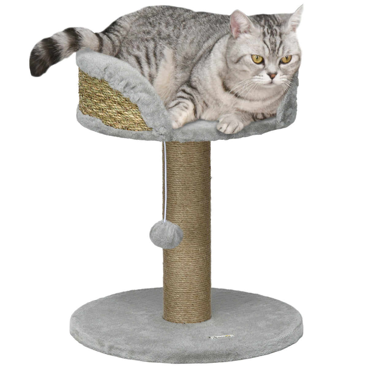 PawHut Cat Tree Tower with Scratching Posts, Grey