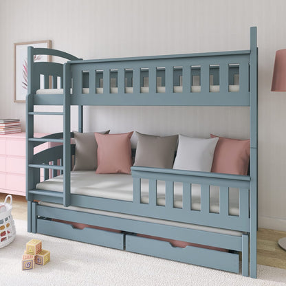 Wooden Bunk Bed Harriet with Trundle and Storage