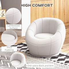 HOMCOM Modern Accent Chair, Swivel Upholstered Armchair for Living Room, Bedroom, Home Office, White