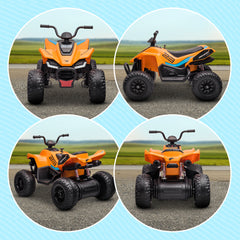 HOMCOM McLaren Licensed 12V Quad Bike, with Music, Headlights, MP3 Slot, Suspension Wheels, for Ages 3-8 Years - Orange